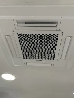 Close-up of dental practice air conditioning unit components